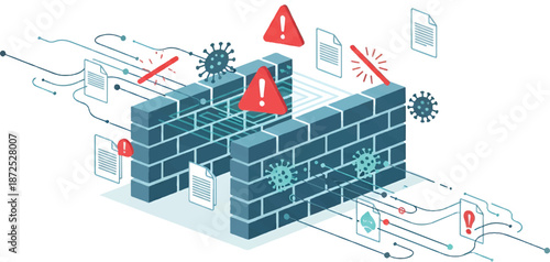 Firewall blocks cyber threats in a digital network security system
