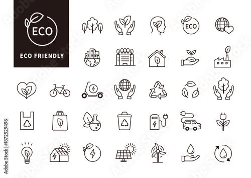 持続可能な社会や環境配慮を表すサステナビリティ概念ピクトグラム素材集