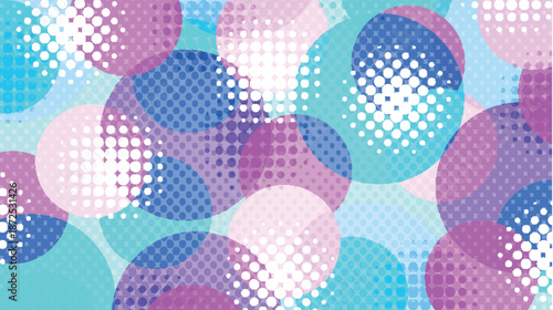 カラフル　円　ポップ　網点　背景