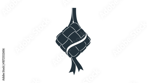 Black Woven Bag with Tassel and Strap.