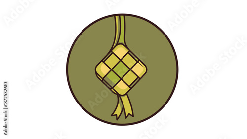 Yellow Wau Bulan Kite in Circle.