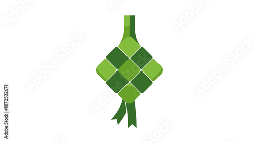 Traditional Ketupat Rice Cake Illustration.