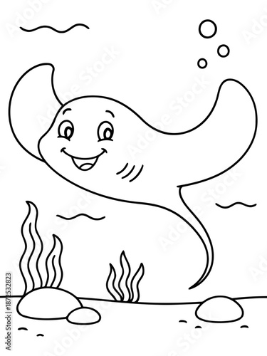 Joyful Stingray in the Ocean: A cheerful stingray gracefully glides through the underwater world, creating a delightful scene of aquatic serenity and wonder.