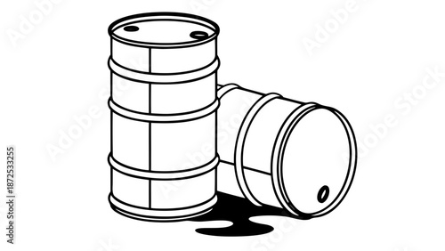 Industrial Oil Drums Storage Line Illustration