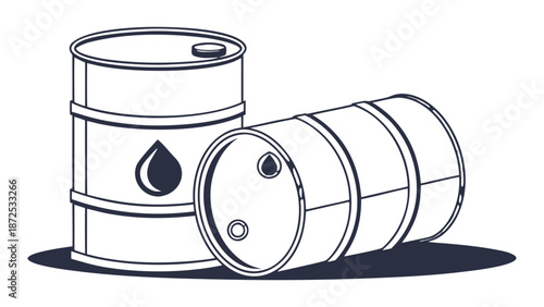 Oil Barrel Line Art Industrial Energy Illustration