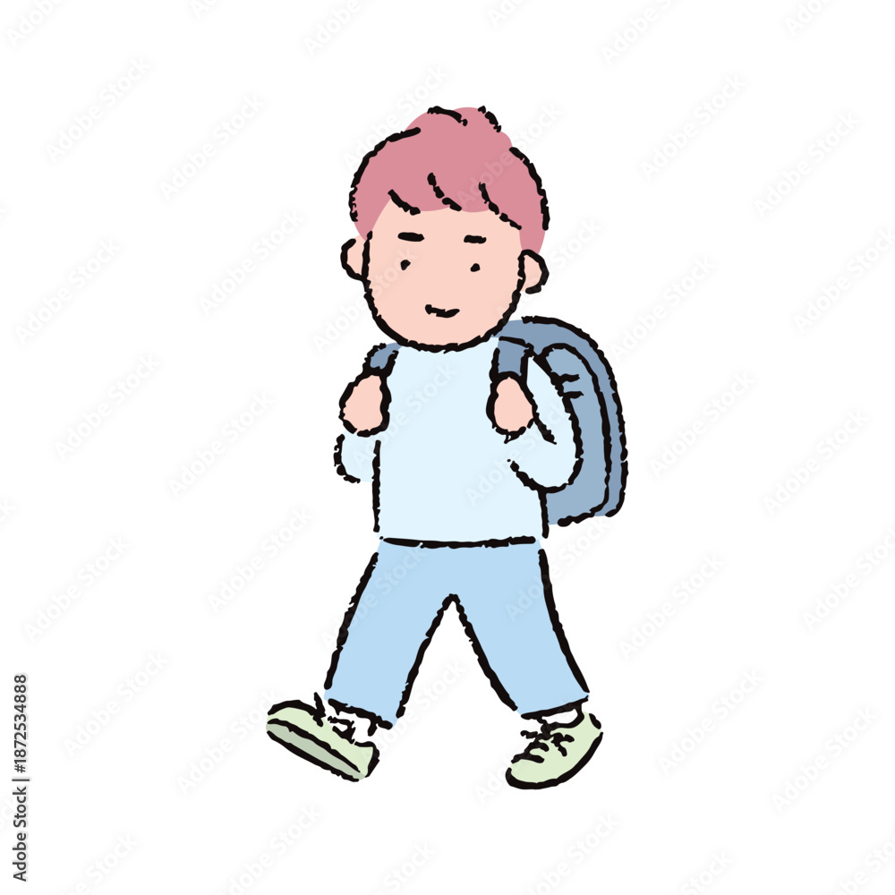Fototapeta premium 手描きの男子小学生