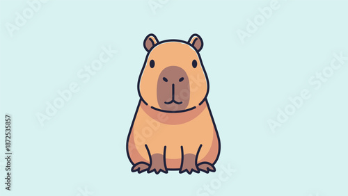 Cartoon Capybara Illustration on Light Background.