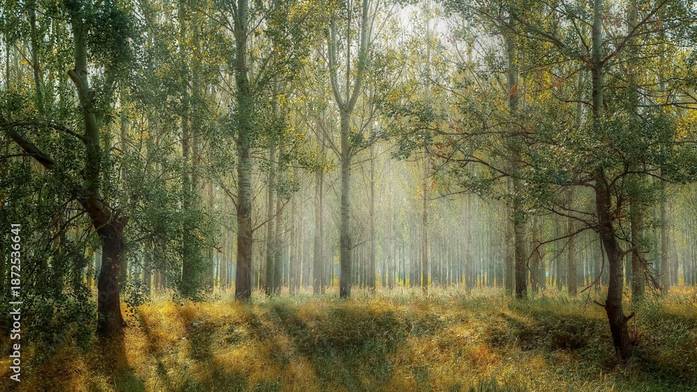 Fototapeta premium misty morning in the forest