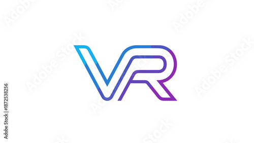 A modern, stylized VR logo featuring the letters 'V' and 'R' outlined with a blue to purple gradient on a clean white background.
