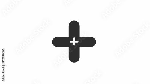 Black Plus Sign Symbol Isolated.