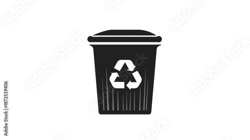 Black Recycling Bin with White Symbol.