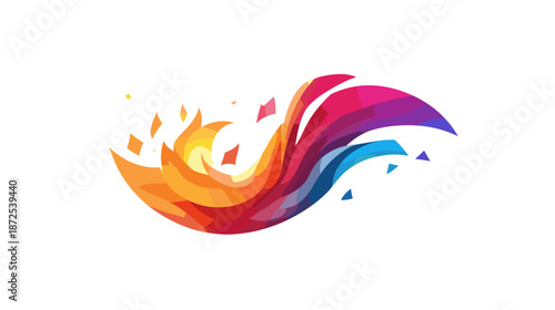 Colorful Abstract Swirling Flame Design Element.