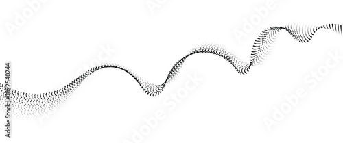 Flowing Dot Wave halftone gradient pattern on transparent background	