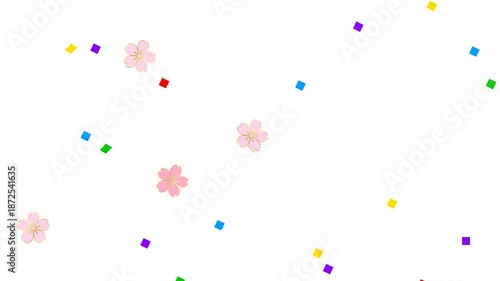 桜と紙吹雪が控え目に舞うオーバーレイ・背景ループ