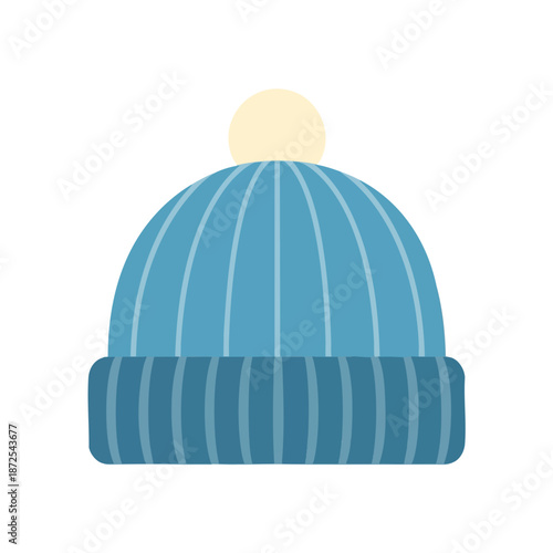 Blue Beanie Hat with Pom Pom