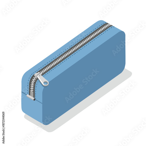 Blue Pouch with Metal Zipper