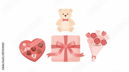 Teddy Bear Gift Box Chocolates Flowers.