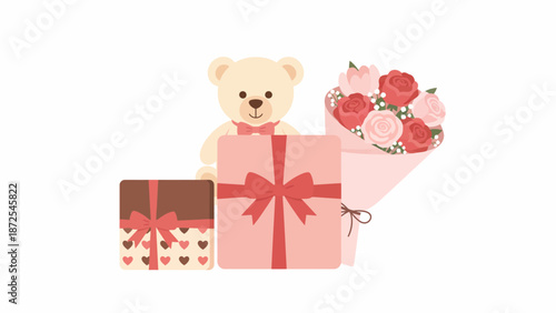 Teddy Bear Gift Boxes with Ribbons.