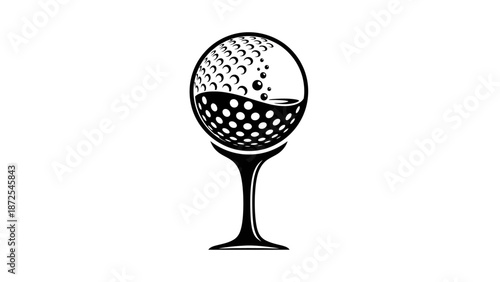 Wine Glass with Bubbles and Liquid Inside.