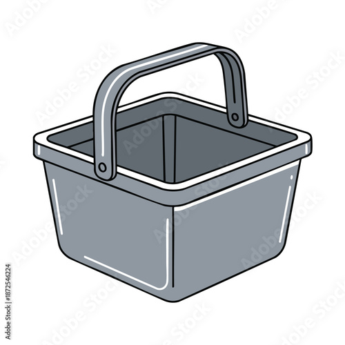 Illustration of a gray metal bucket with a handle