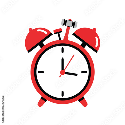 Red Twin Bell Alarm Clock Illustration