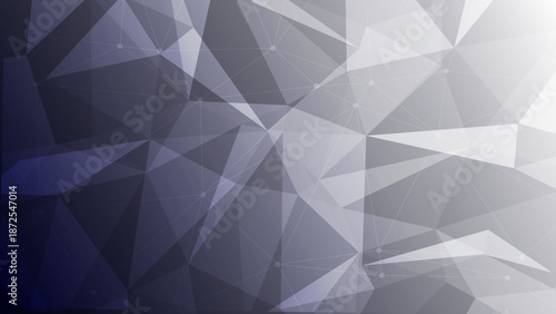 Abstract dark purple and grey low poly geometric background with triangular shapes and white gradient light. Elegant modern polygonal wallpaper for web and graphic design.