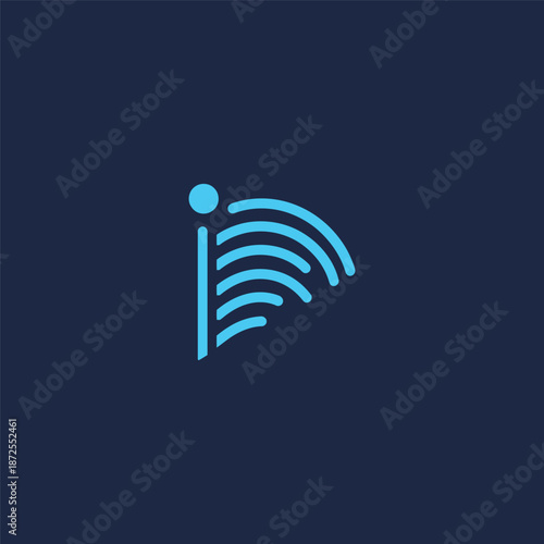 Abstract signal flag simple line logo symbolizing communication and direction.