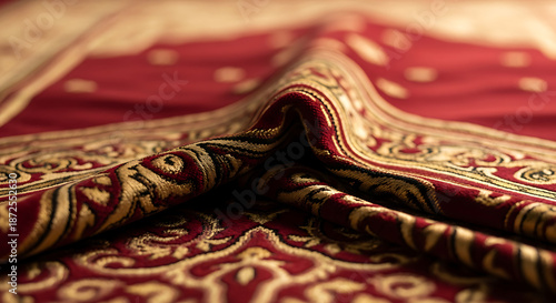 Intricate Patterned Fabric Folded on Surface