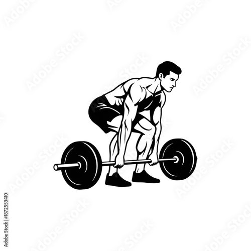 athletic man performing deadlift weightlifting exercise illustration