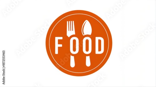 Food fork and spoon orange icon