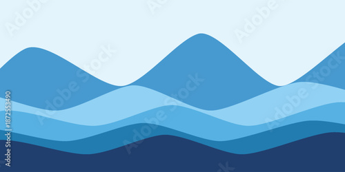 Blue water wave line deep sea pattern background banner vector illustration.