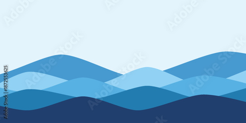 Blue water wave line deep sea pattern background banner vector illustration.