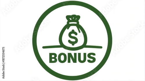 Bonus green money bag icon