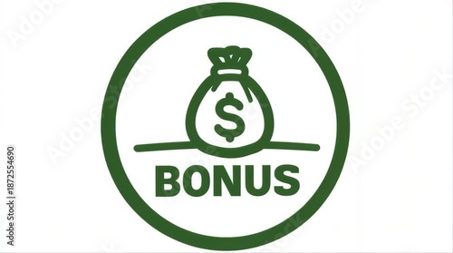 Bonus green money bag icon