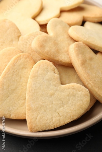 Delicious heart shaped cookies on table, closeup © New Africa