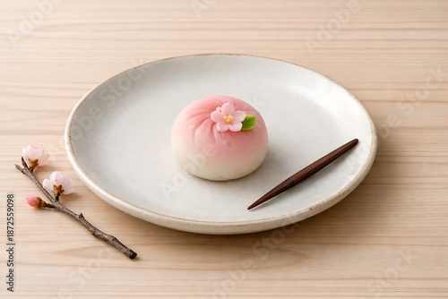 Wallpaper Mural Assorted traditional Japanese wagashi sweets on plate with matcha tea set Torontodigital.ca