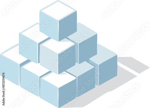 Clean minimal illustration of stacked sugar cubes in soft pastel tones