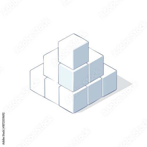 minimal sugar cube illustration featuring geometric blocks soft shadows and a calm pastel palette