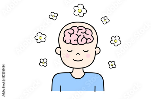 心地良さを感じる脳のイラスト