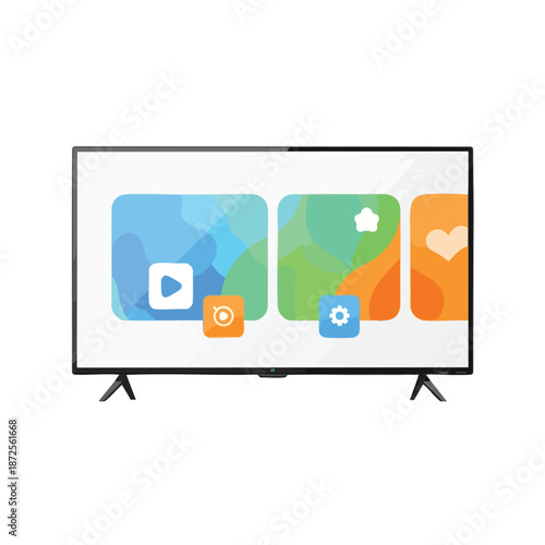 Modern TV Screen with App Icons
