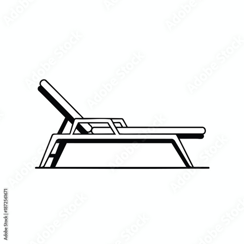 Line Art Sun Lounger Illustration