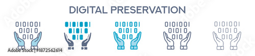 Digital Preservation Element For Design Graphic - Multi Styles. Vector Illustration Of Two Colored And Black. Multiple Icons Designs Can Be Used For Mobile, Ui, Web 