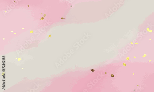 淡いピンクとグレーの背景に金箔の花びらのベクターイラスト