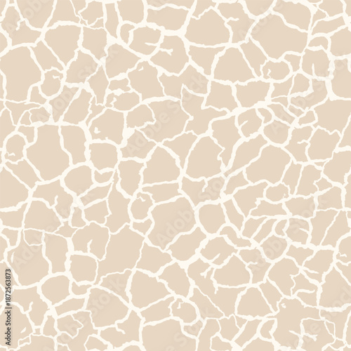 Cracked Dry Earth in Natural Neutral Colors of Sand on a Cream Background Creating a Seamless Pattern Print