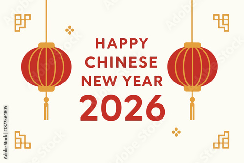 vector typography greeting Chinese New Year 2026 fire horse zodiac 001