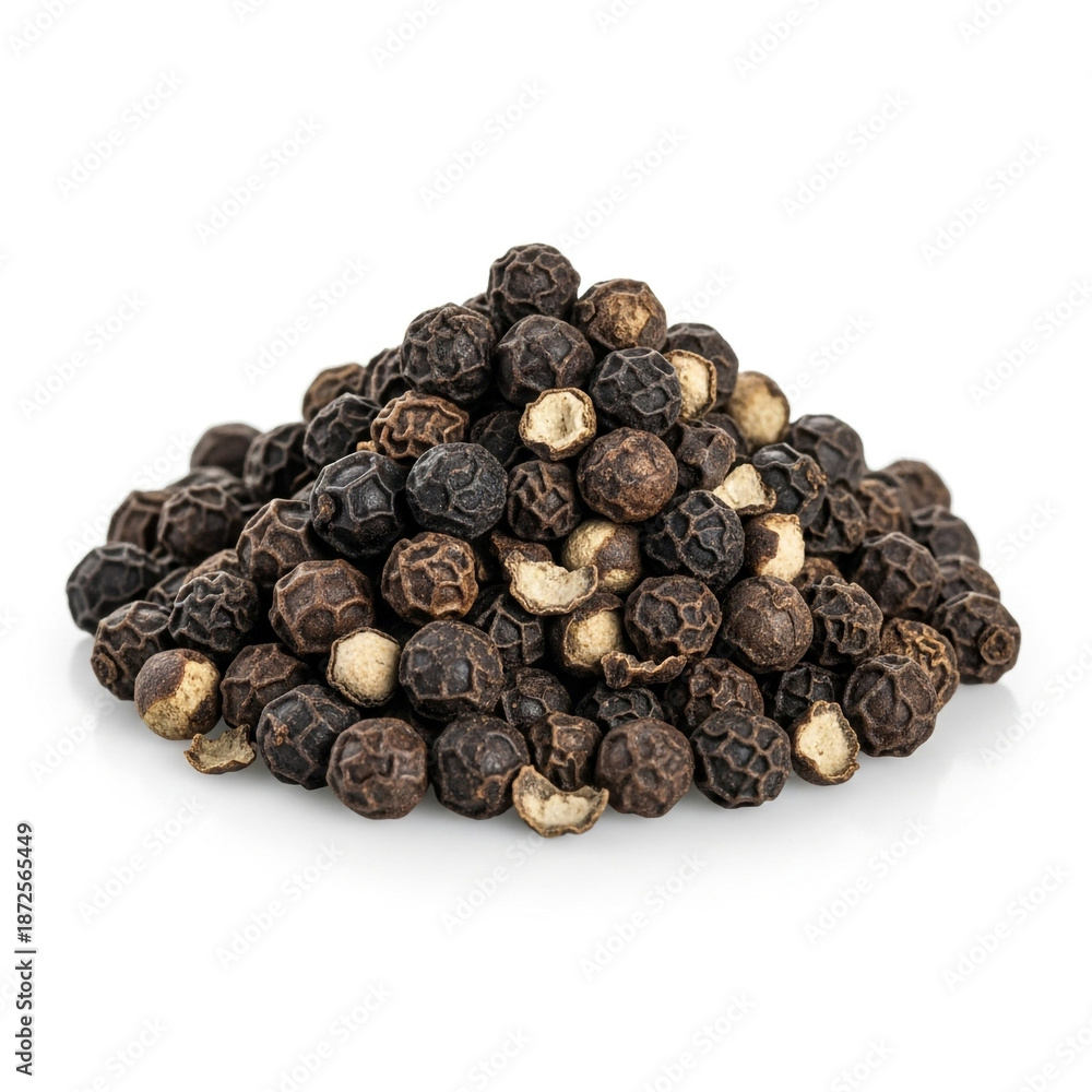 Obraz premium Culinary Coarse Black Pepper Seasoning on White 