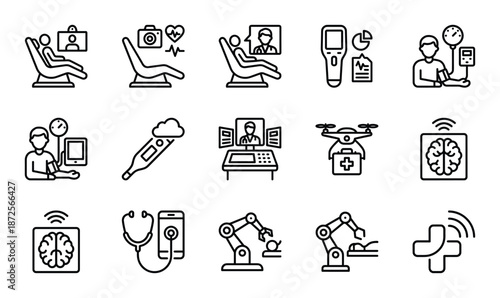 Remote medical consultation of patient via video call at home by telemedicine concept