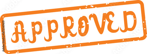 orange approved stamp on white background