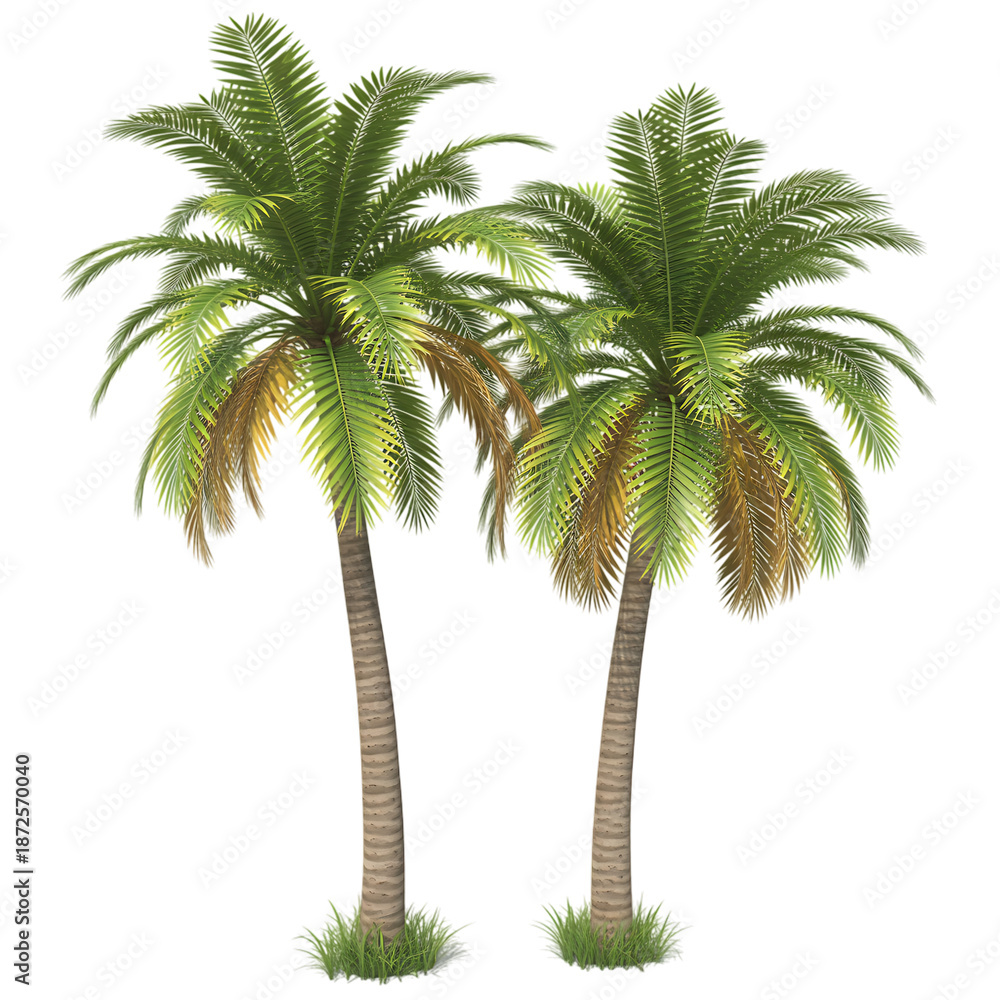 Fototapeta premium Tropical Palms on White Background