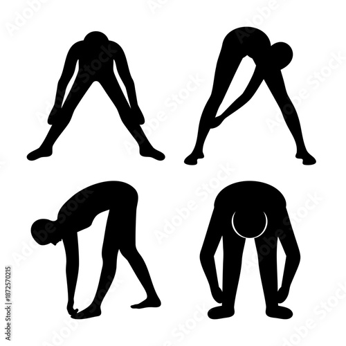 Different stretches and bending exercises for improving flexibility and physical well-being